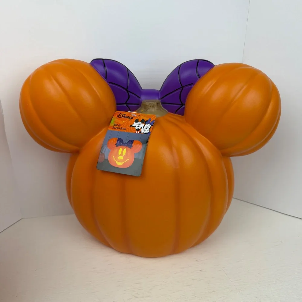 Disney Mickey Minnie Mouse Light Up Pumpkin Halloween Decor Set Orange - Picture 10 of 16